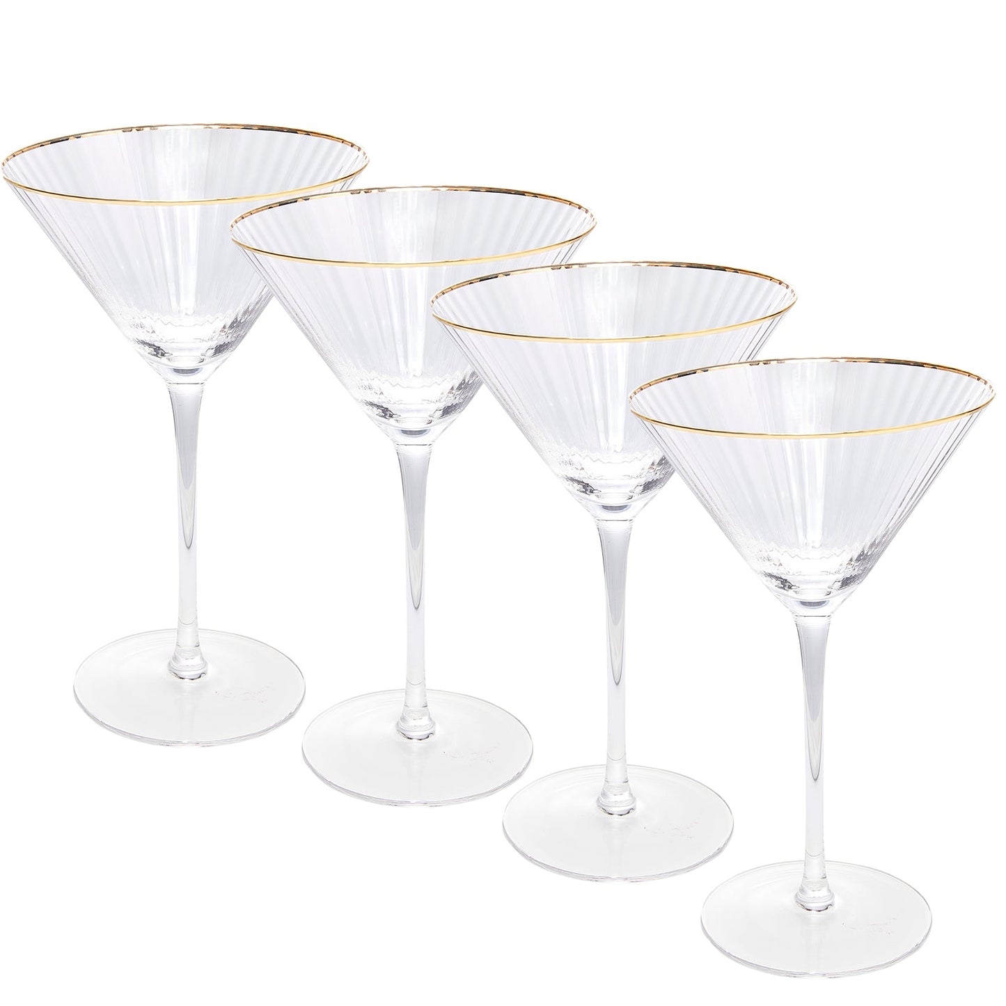 Gold Rim Martini Glasses 10 oz Set of 4