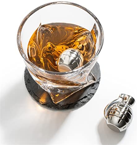 Whiskey Gift Box Set Grenade Whiskey Chillers with Whiskey Glasses Set