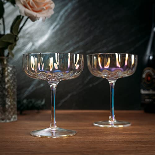 Iridescent Flower Elegant Champagne & Cocktail Coupes 7 oz Set of 2