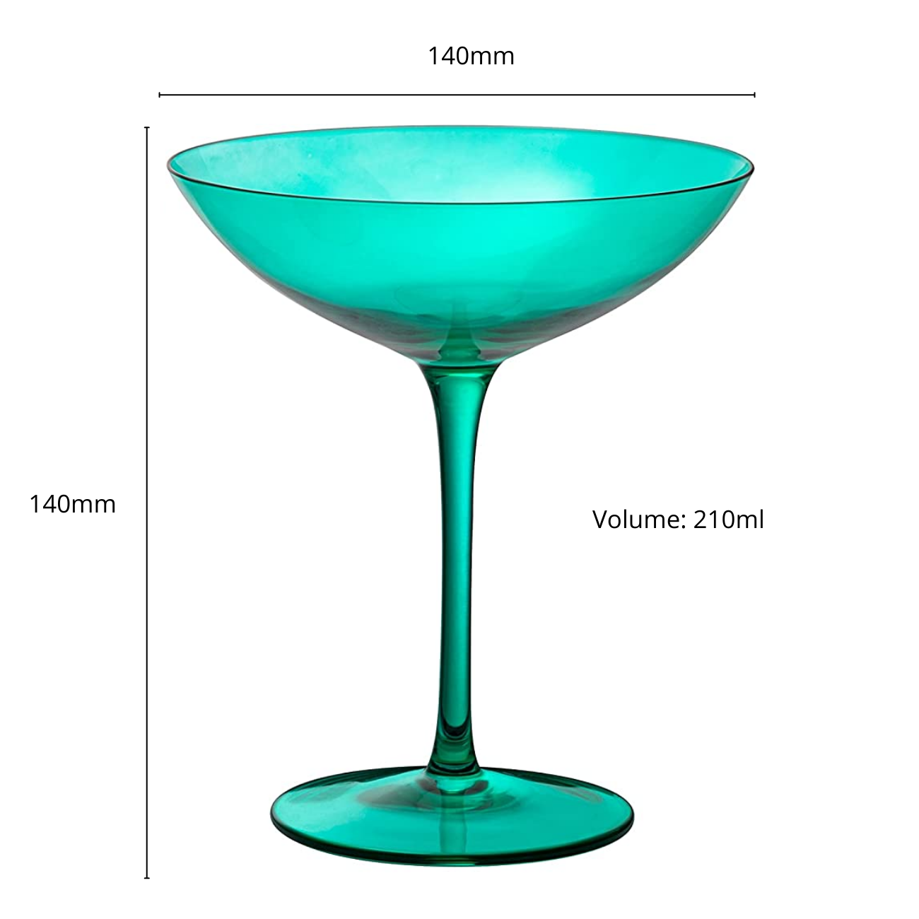 Champagne Colored Coupe Glasses 12 oz Set of 2 (Teal)