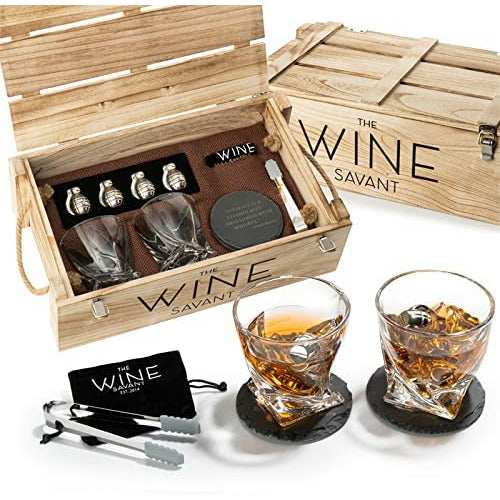 Whiskey Gift Box Set Grenade Whiskey Chillers with Whiskey Glasses Set