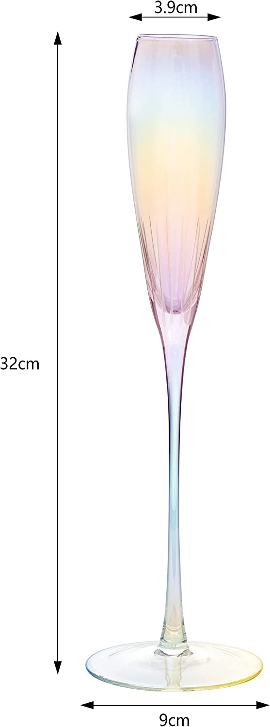 French Paris Collection Crystal Iridescent Champagne Glass Set Of 2