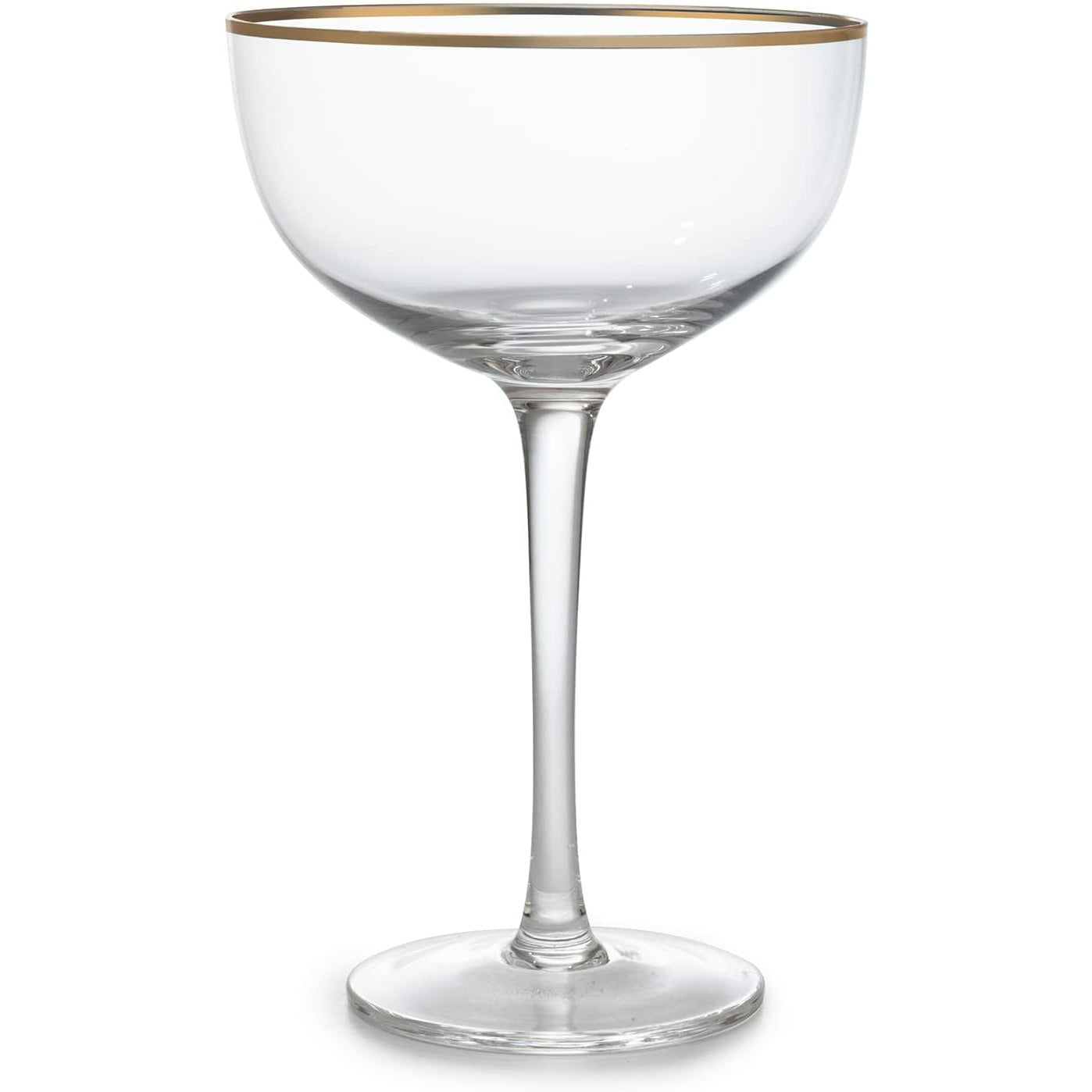 Gold Rim Art Deco Coupe Glasses 7 oz Set of 4