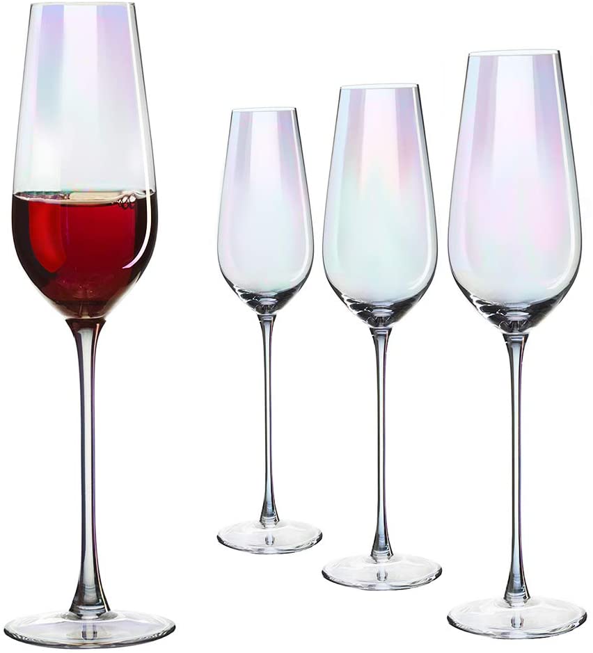 Lustre Iridescent Glasses Champagne Flutes Glasses Set of 4