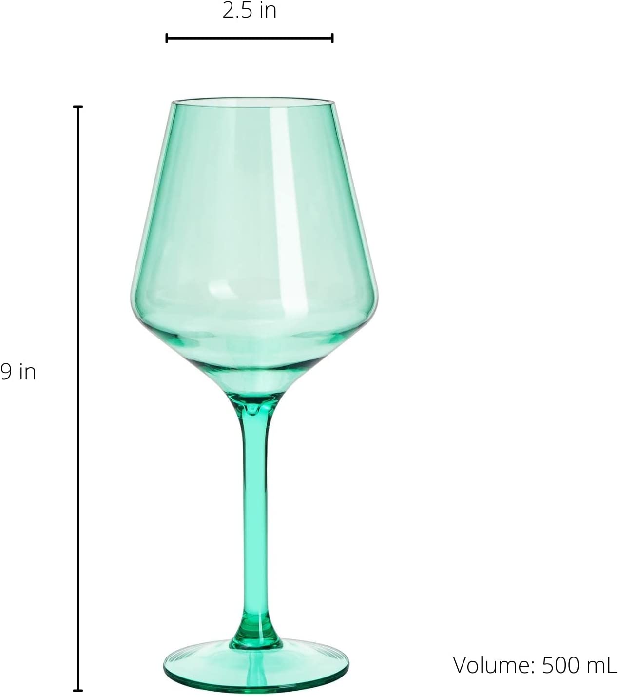 Shatterproof Colored Stemmed Wine Glasses 15 oz Set Of 6