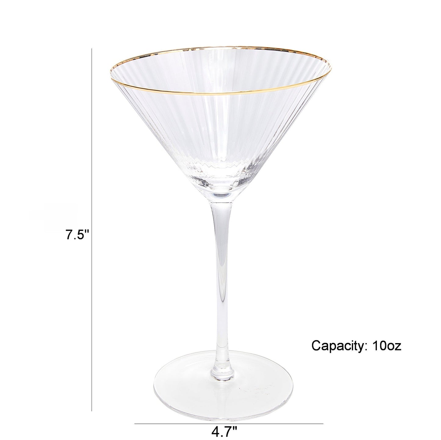 Gold Rim Martini Glasses 10 oz Set of 4