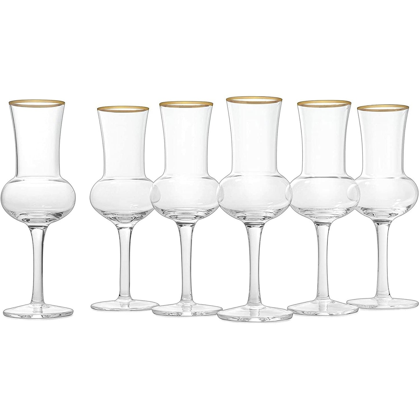 Crystal Grappa Gold Rim Glasses 3oz Set of 6
