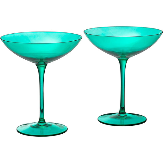 Champagne Colored Coupe Glasses 12 oz Set of 2 (Teal)