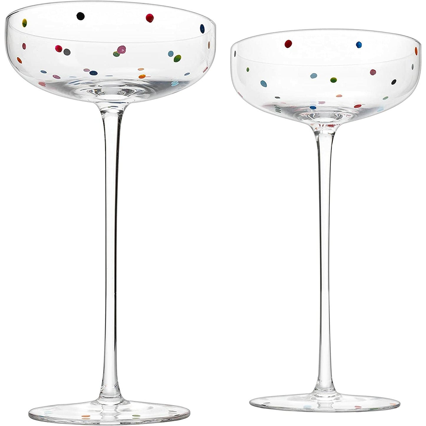 Polka Dot Champagne Coupe Glasses Set of 2 12 oz