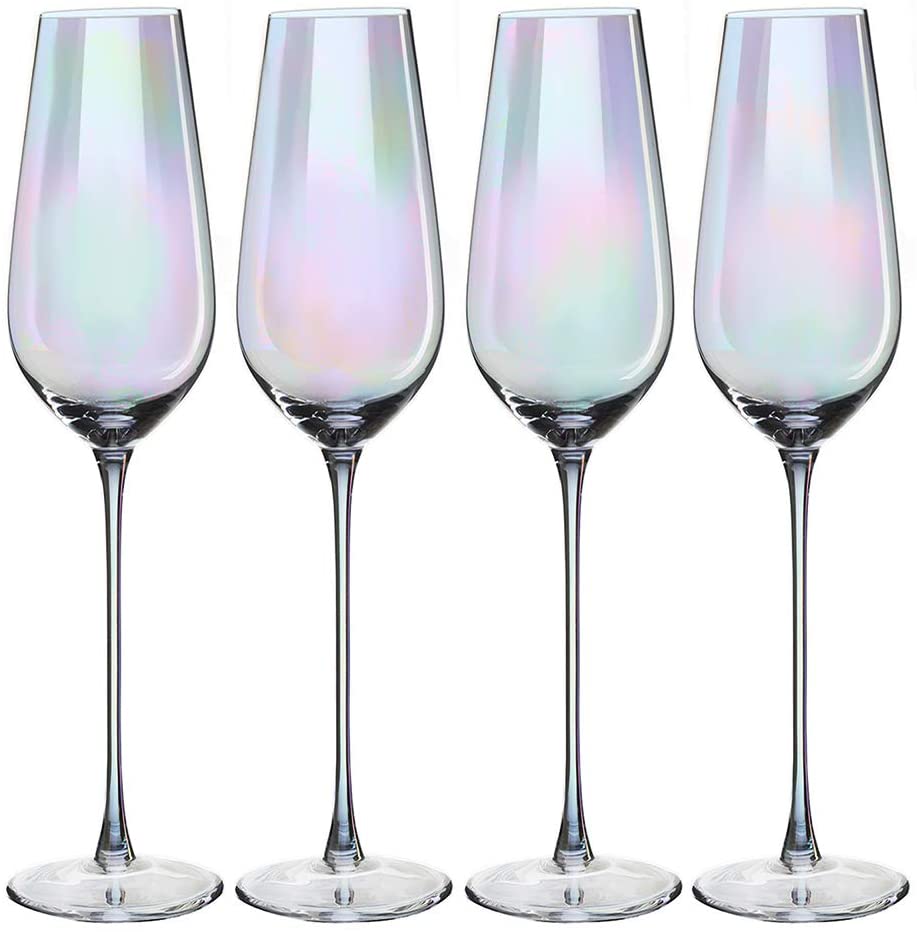 Lustre Iridescent Glasses Champagne Flutes Glasses Set of 4