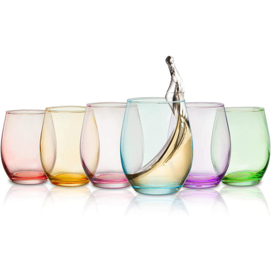 Colored Stemless Wine Glass Set of 6