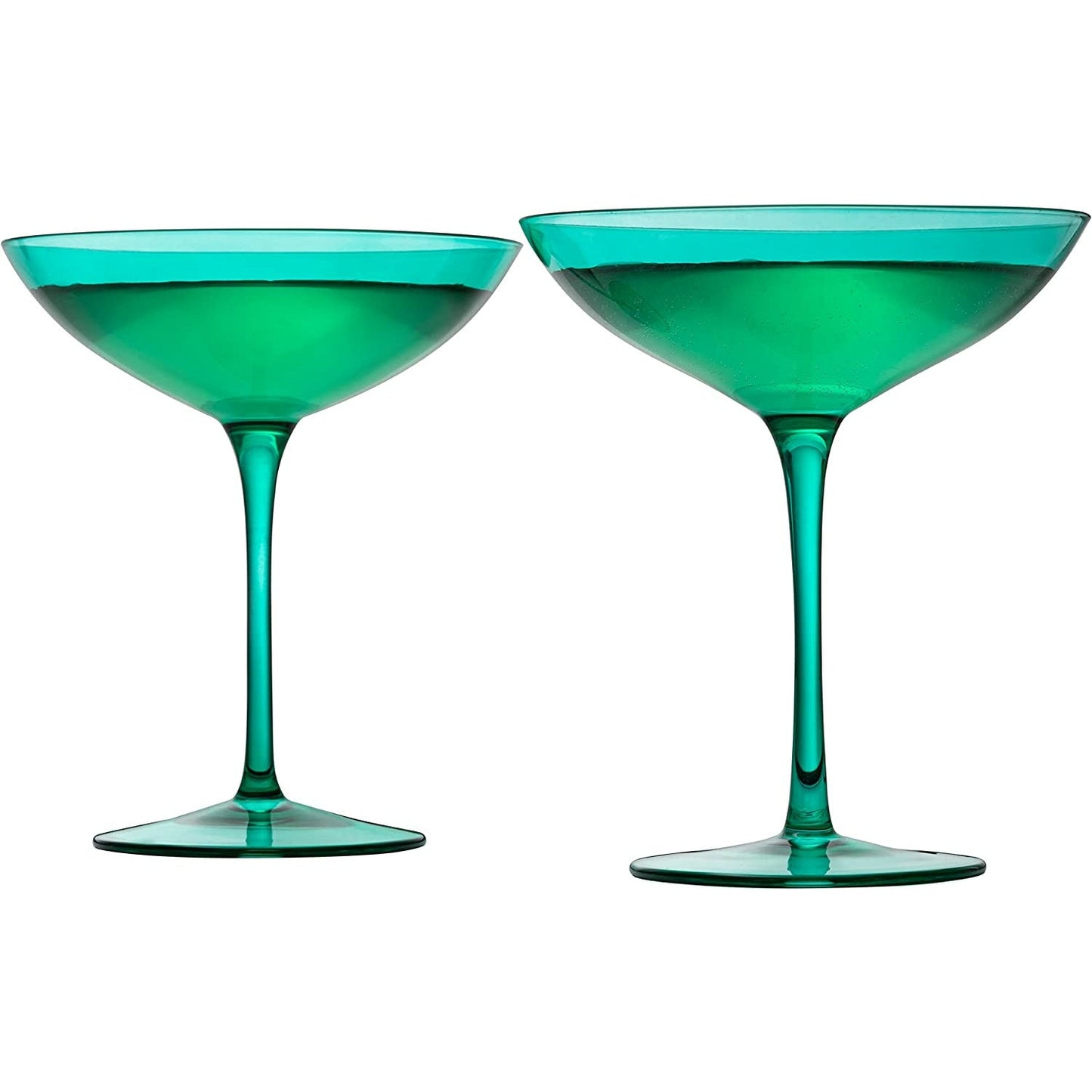 Champagne Colored Coupe Glasses 12 oz Set of 2 (Teal)