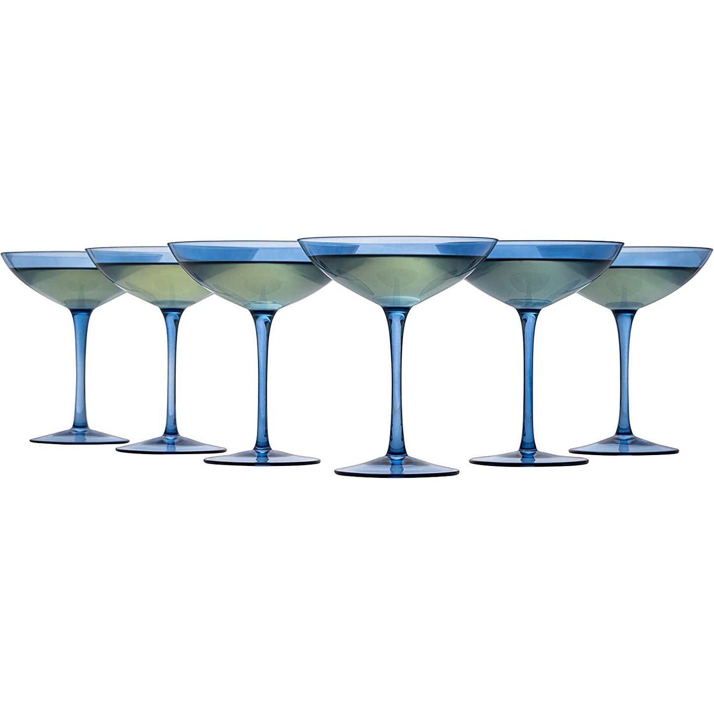 Cobalt Blue Colored Champagne Coupe Glasses 12 oz Set of 6