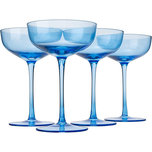 Colored Coupe Glass 7 oz  Set of 4 (Blue)