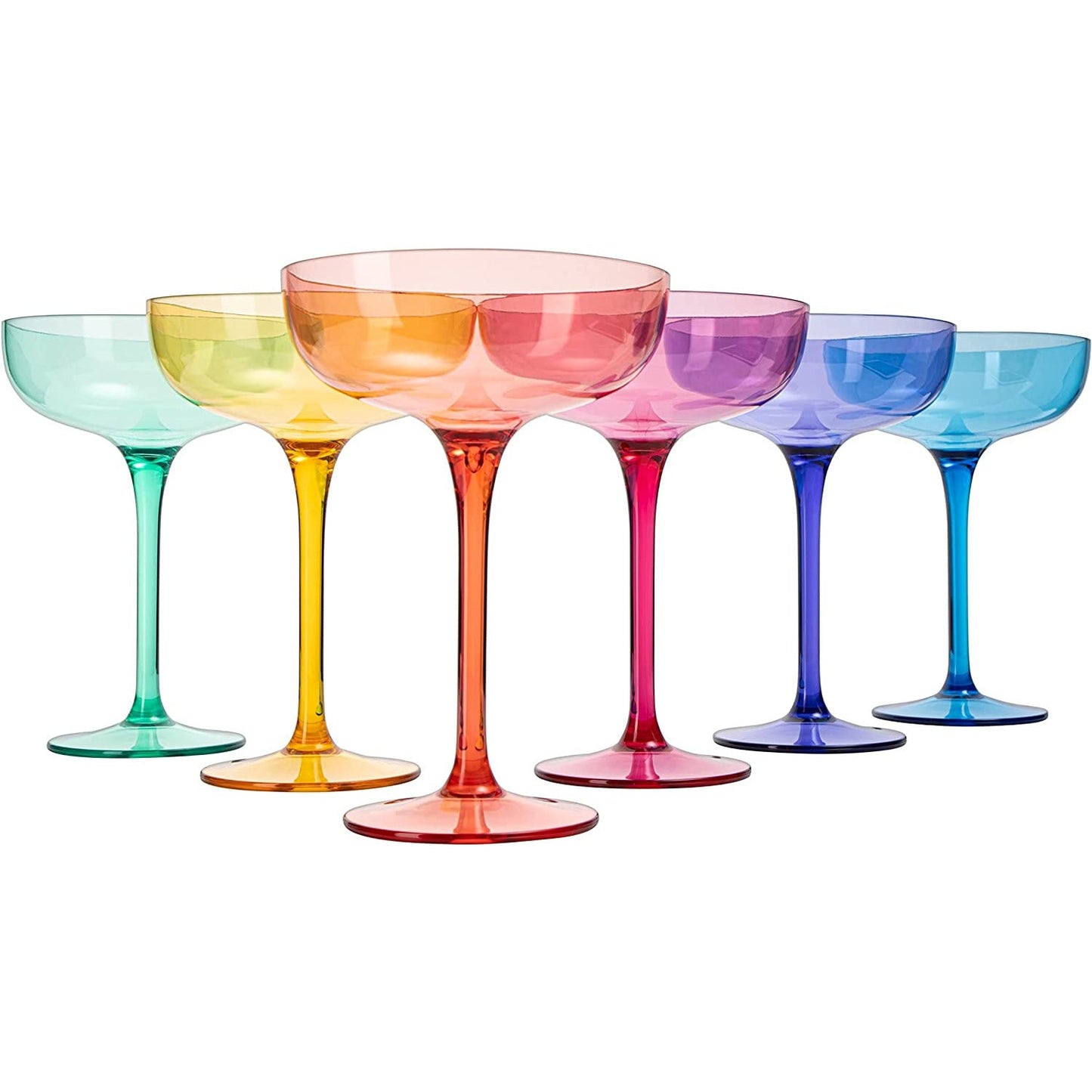 Shatterproof Colored Coupe Margarita Glass 15 oz Set Of 6