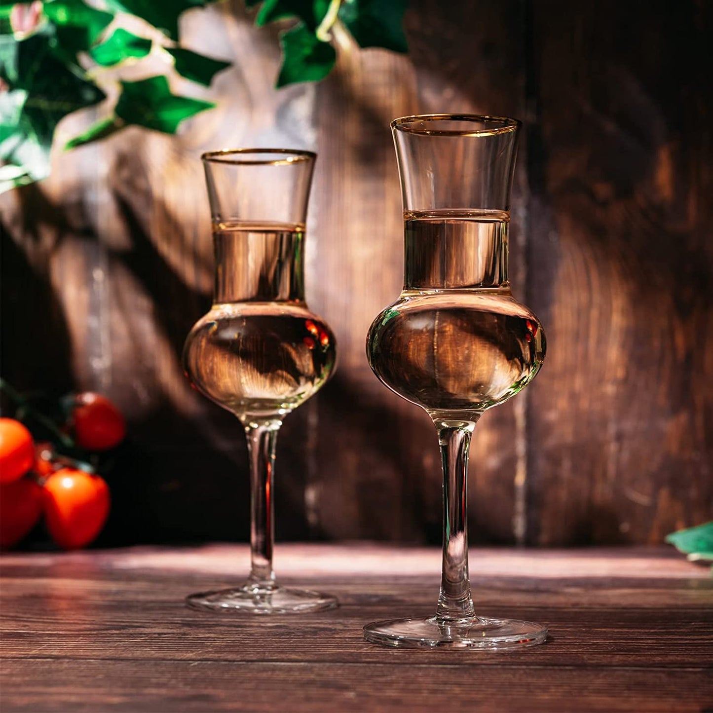 Crystal Grappa Gold Rim Glasses 3oz Set of 6
