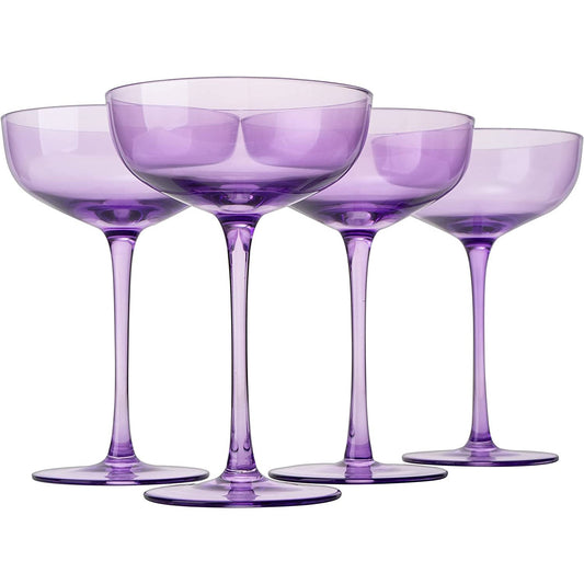 Colored Coupe Glass 7oz  Set of 4 (Lavender Purple)