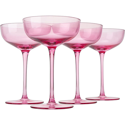 Colored Coupe Glass Set of 4 Blush Pink