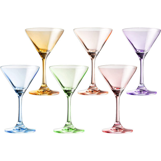 Hand Blown Colored Coupe Glasses 7 oz Set of 6