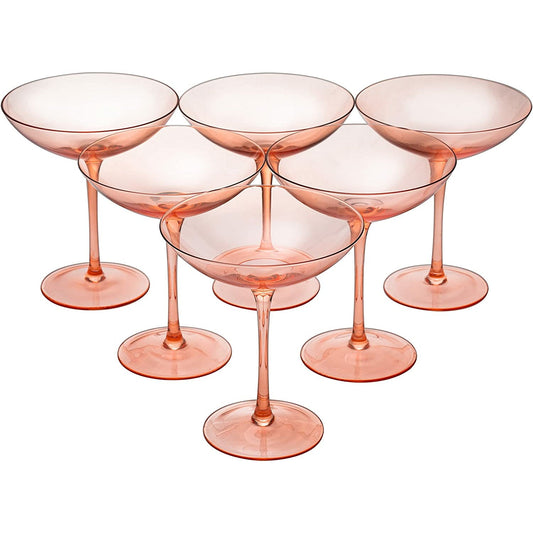Champagne Coupes 12 oz Set Of 6 (Blush Pink)