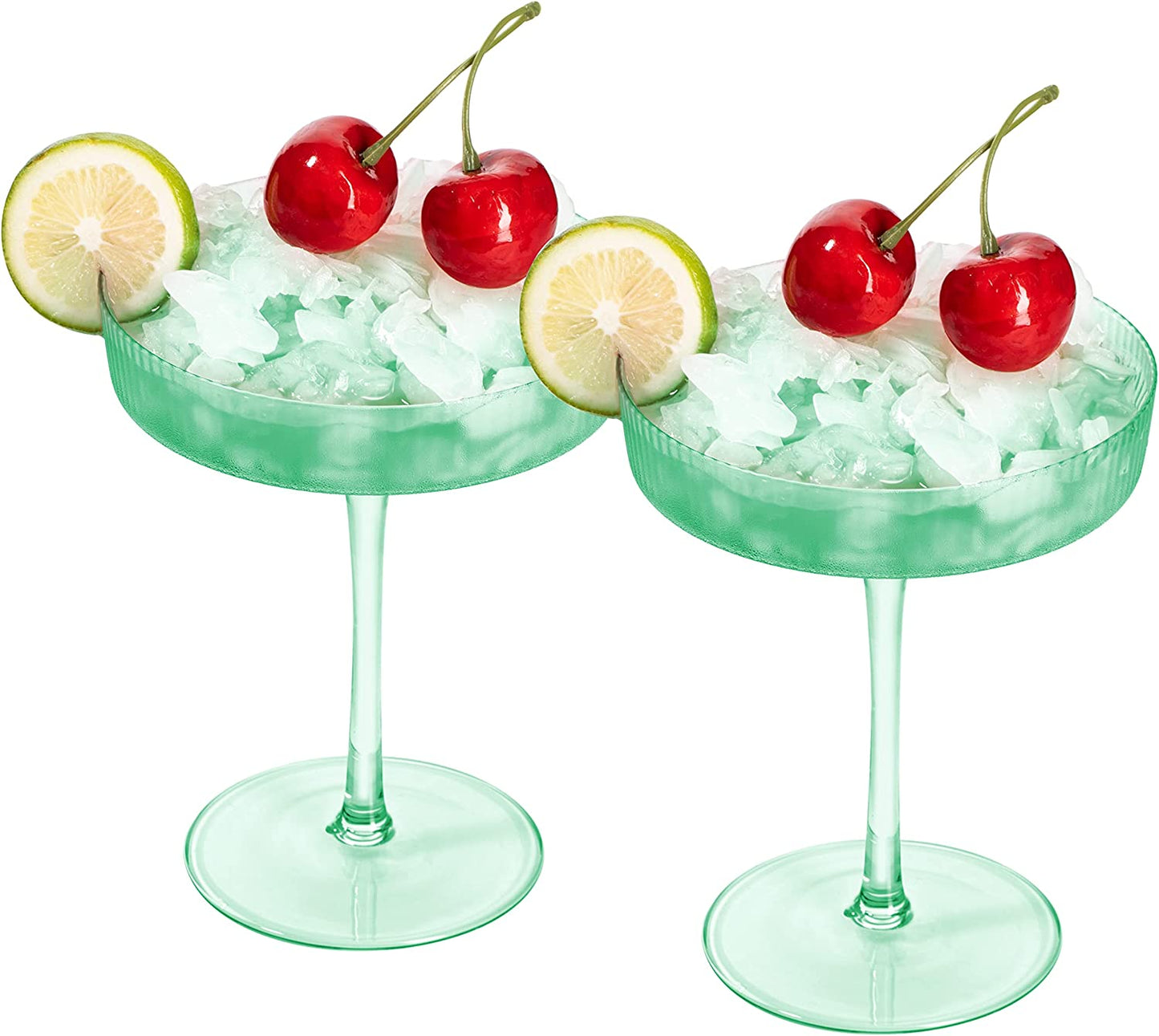 Ripple Cocktail Coupe Colored Glasses 8 oz Set of 2