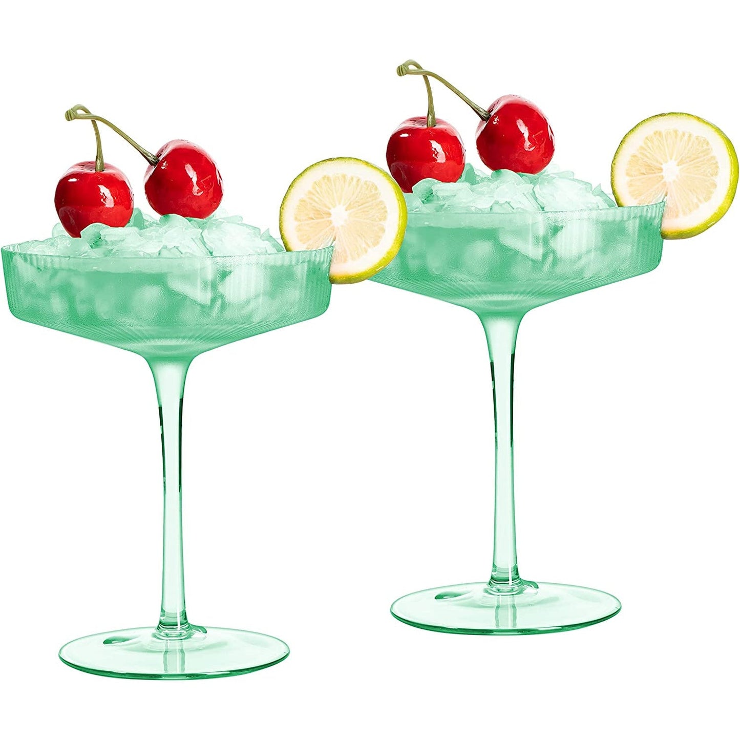 Ripple Cocktail Coupe Colored Glasses 8 oz Set of 2