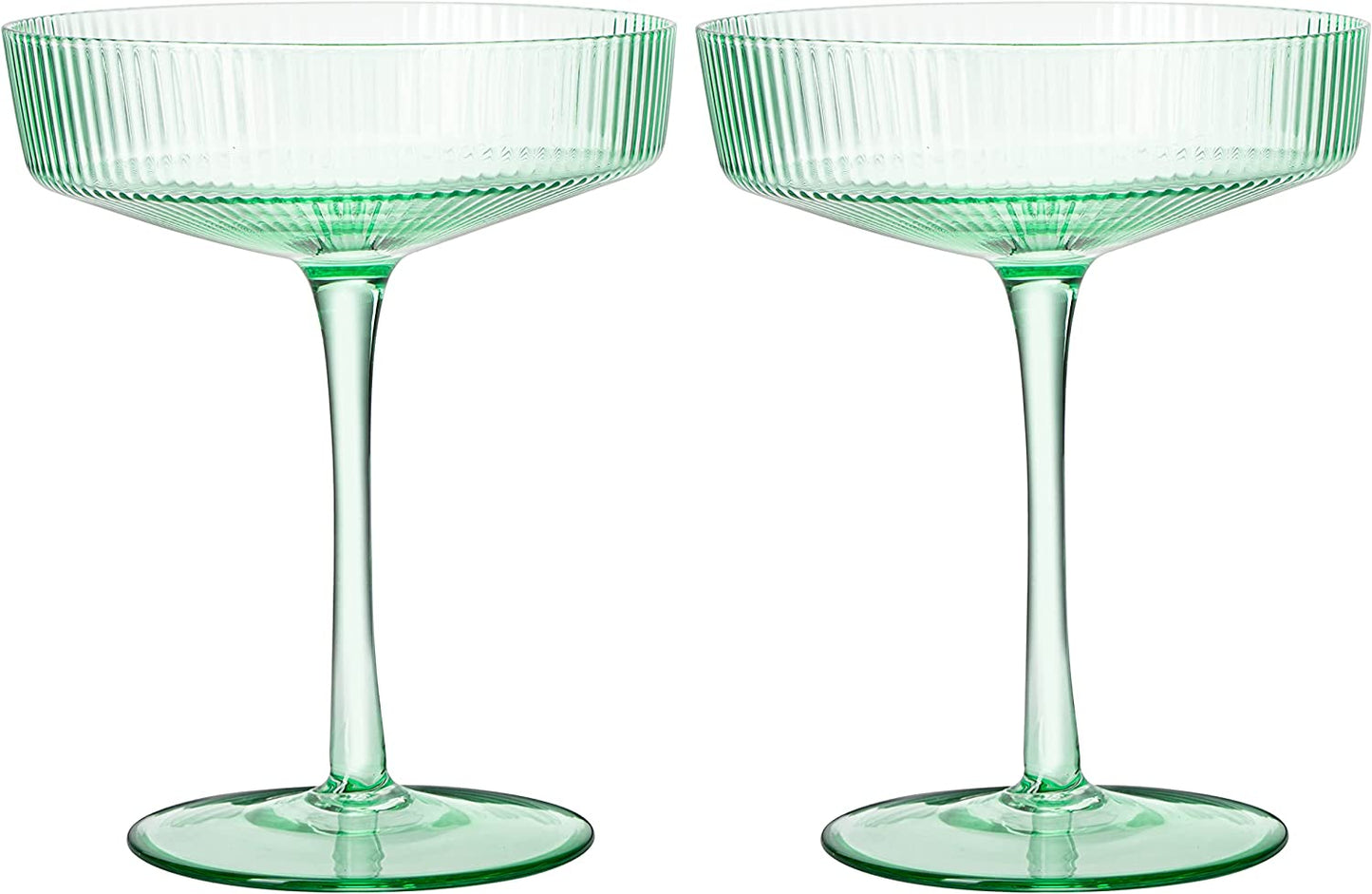 Ripple Cocktail Coupe Colored Glasses 8 oz Set of 2