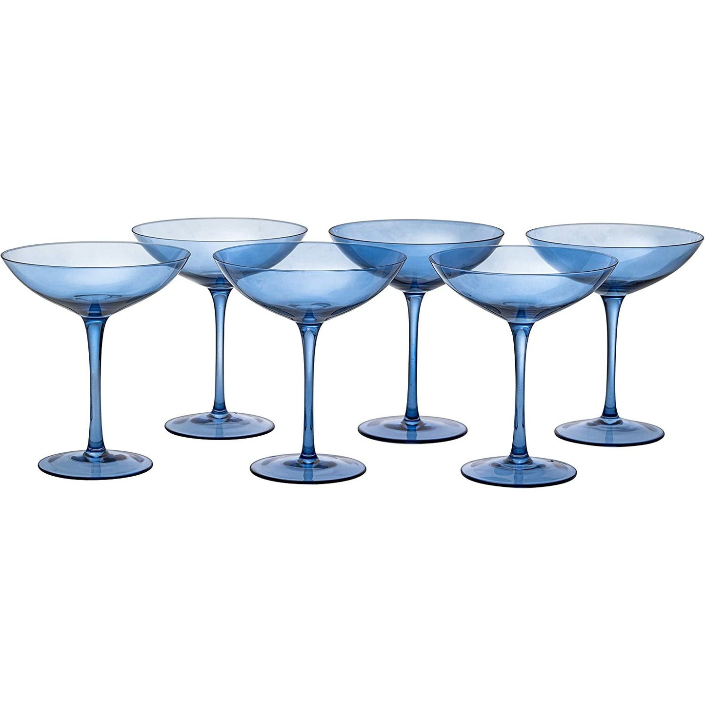 Cobalt Blue Colored Champagne Coupe Glasses 12 oz Set of 6