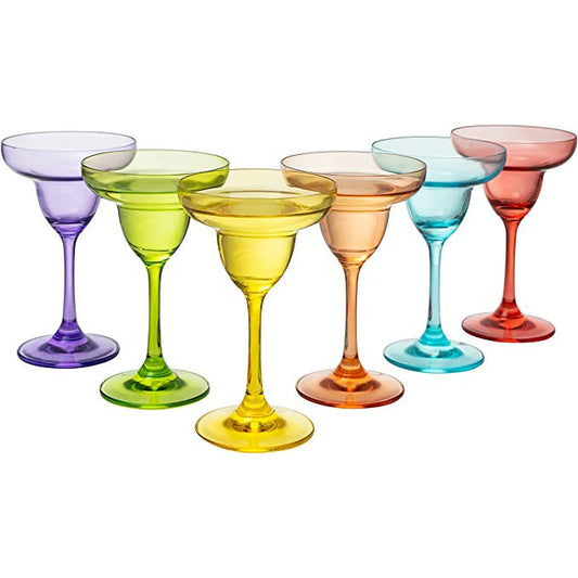 Colorful Margarita & Cocktail Glasses 10.25 oz Set of 6