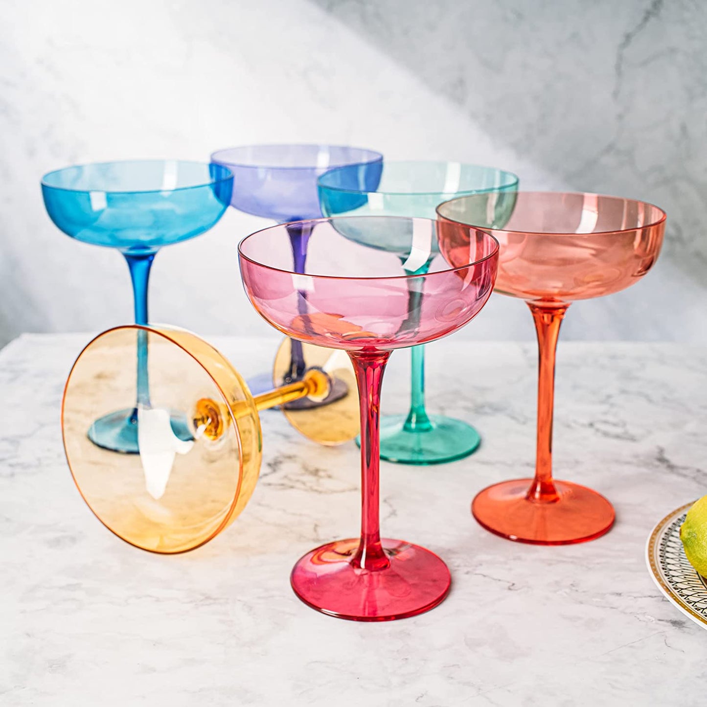 Shatterproof Colored Coupe Margarita Glass 15 oz Set Of 6