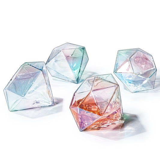 Iridescent Diamond Glasses 10 oz  Set of 4