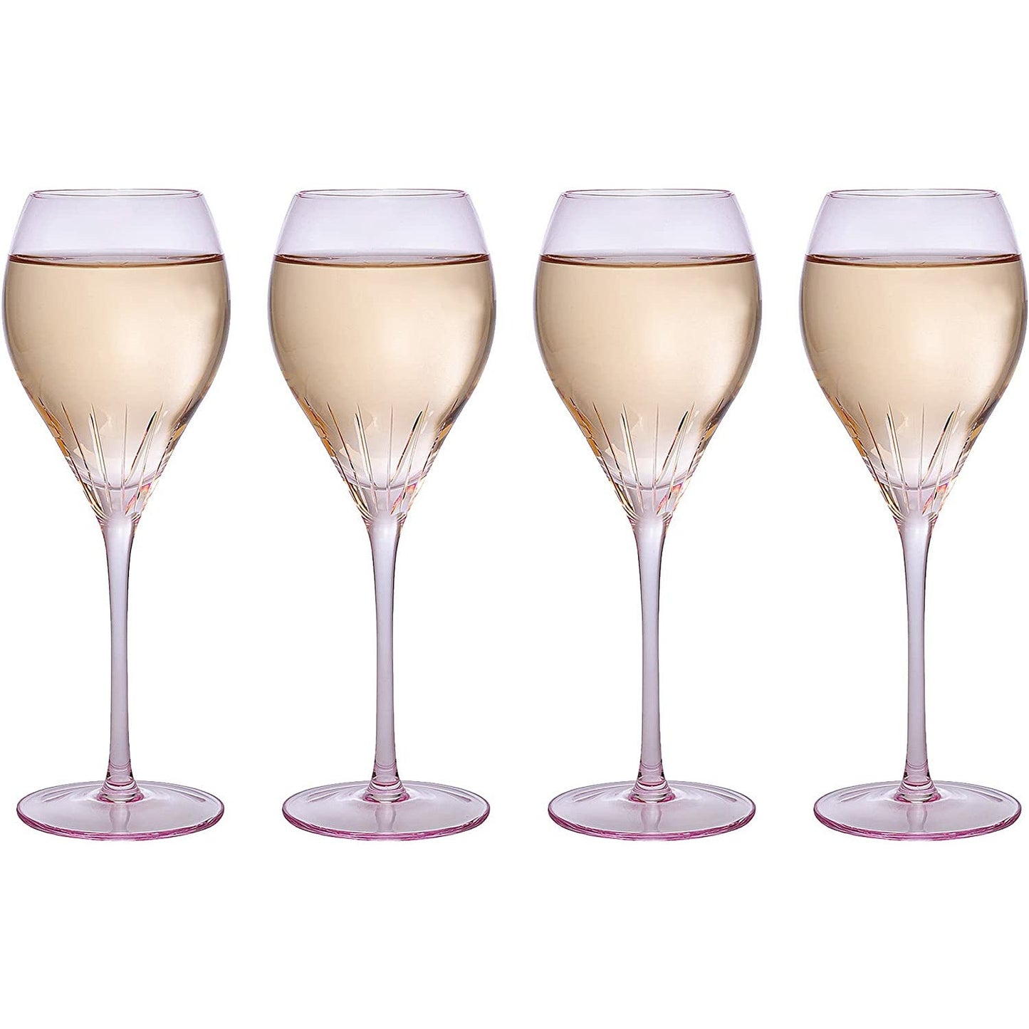 Paris Collection Crystal Pink Balloon Wine Glasses 14 oz Set of 4