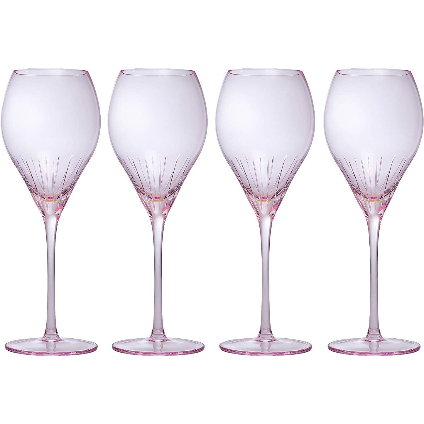 Paris Collection Crystal Pink Balloon Wine Glasses 14 oz Set of 4