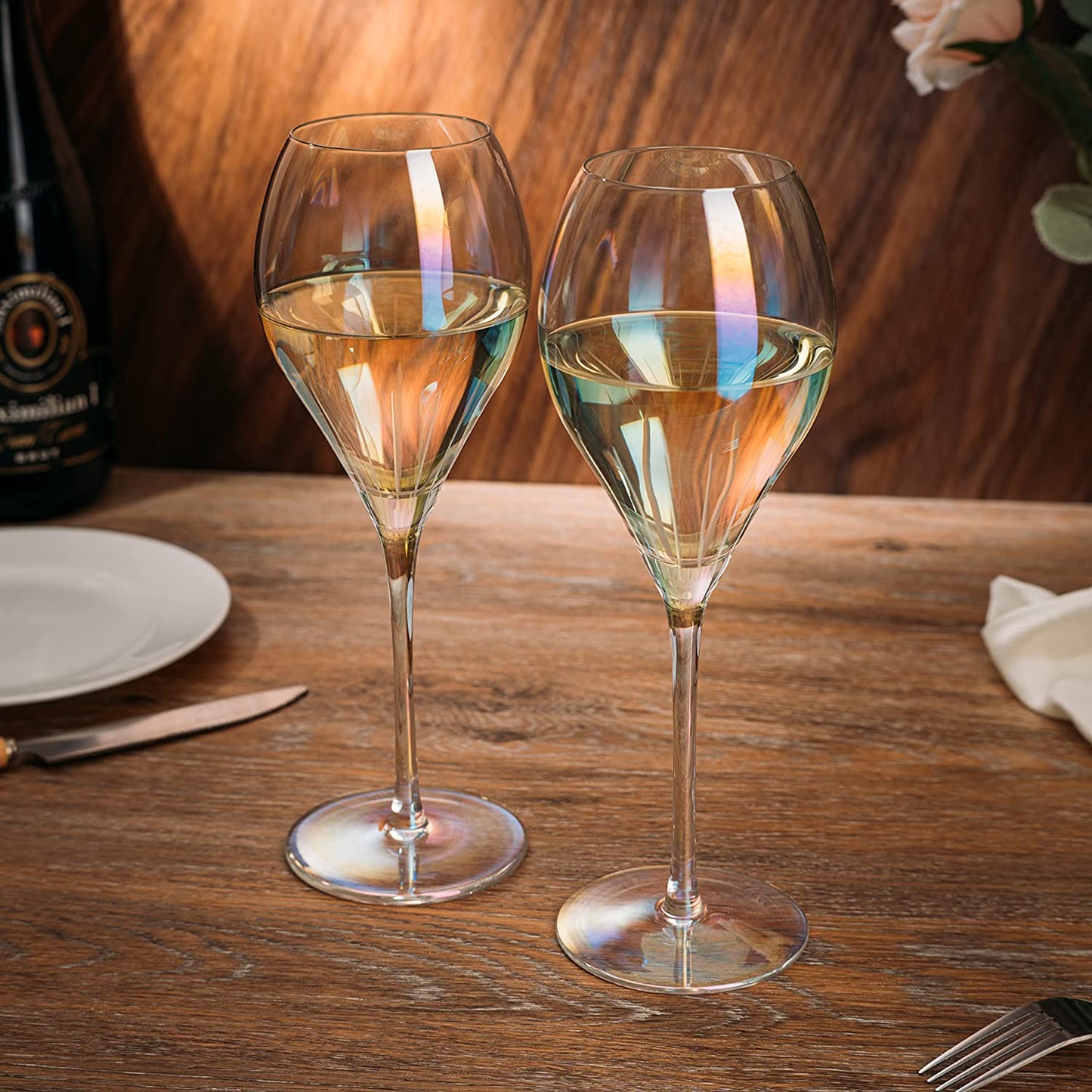 French Paris Collection Crystal Pink Champagne Flutes 5.6 oz Set Of 2