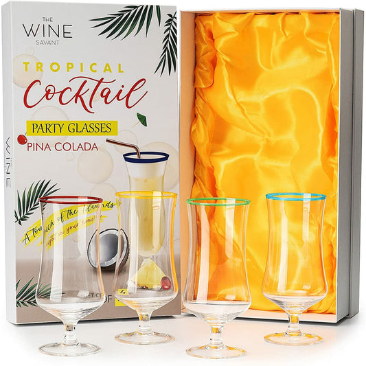 Pina Colada Hurricane Glasses 14 oz Set Of 4