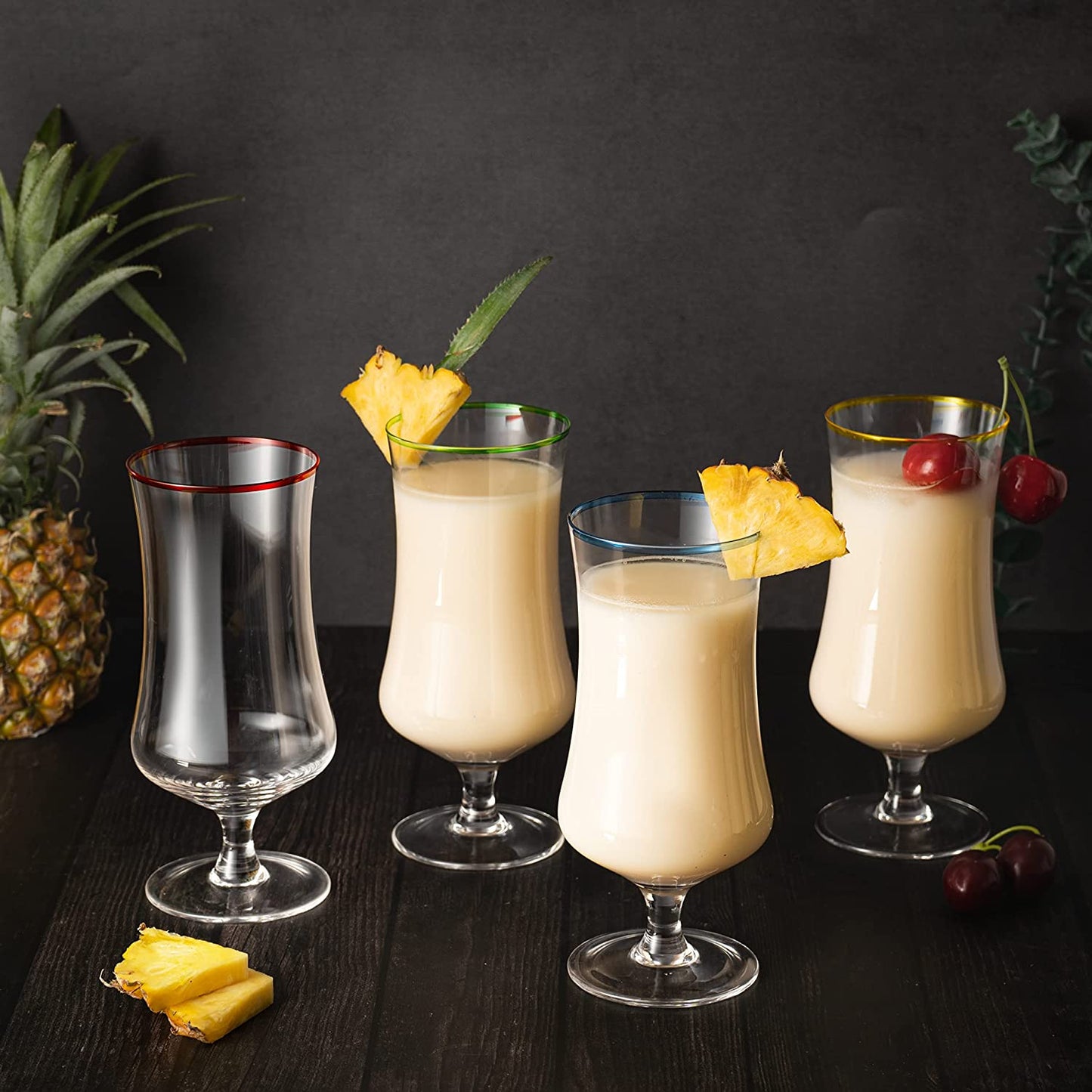 Pina Colada Hurricane Glasses 14 oz Set Of 4