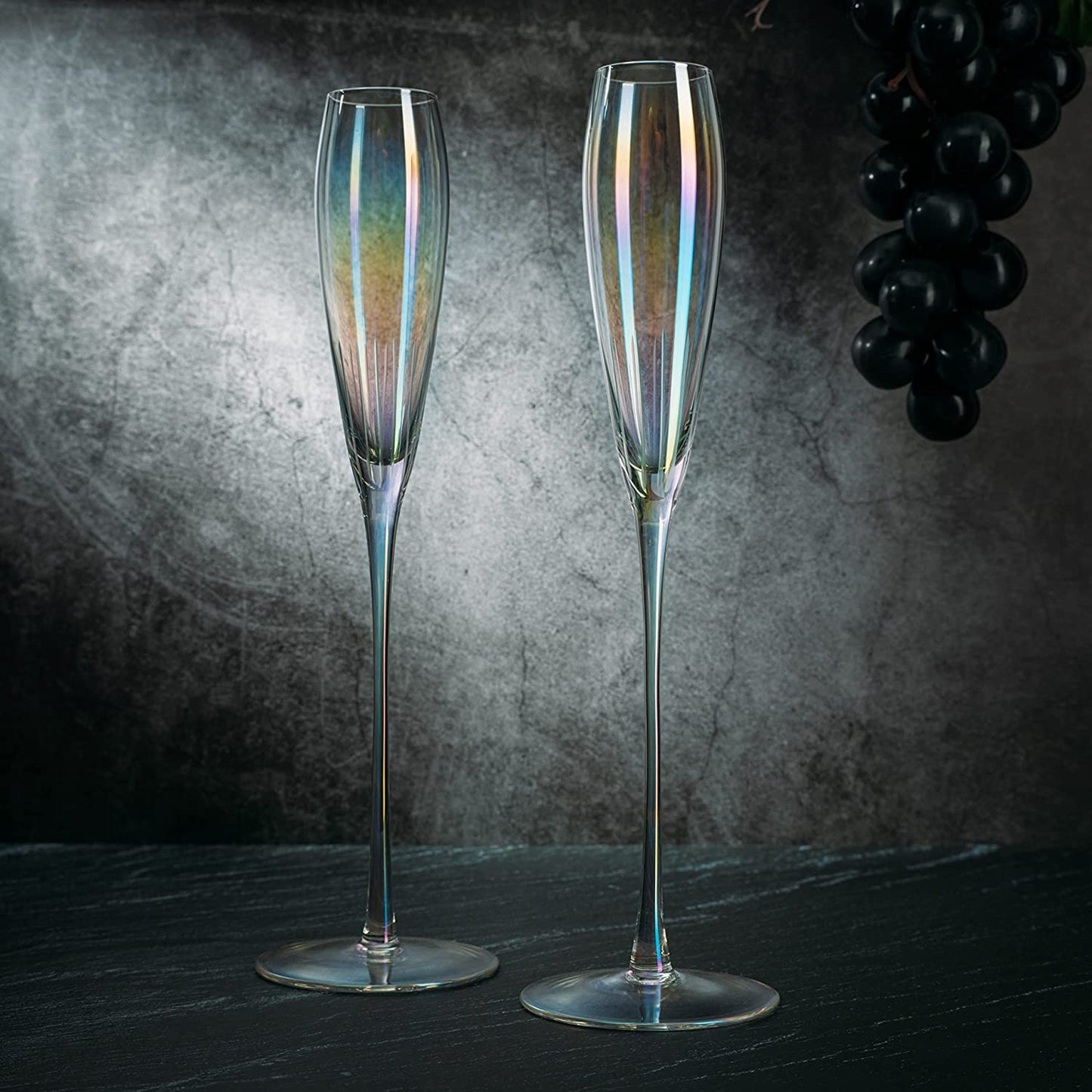 French Paris Collection Crystal Iridescent Champagne Glass Set Of 2