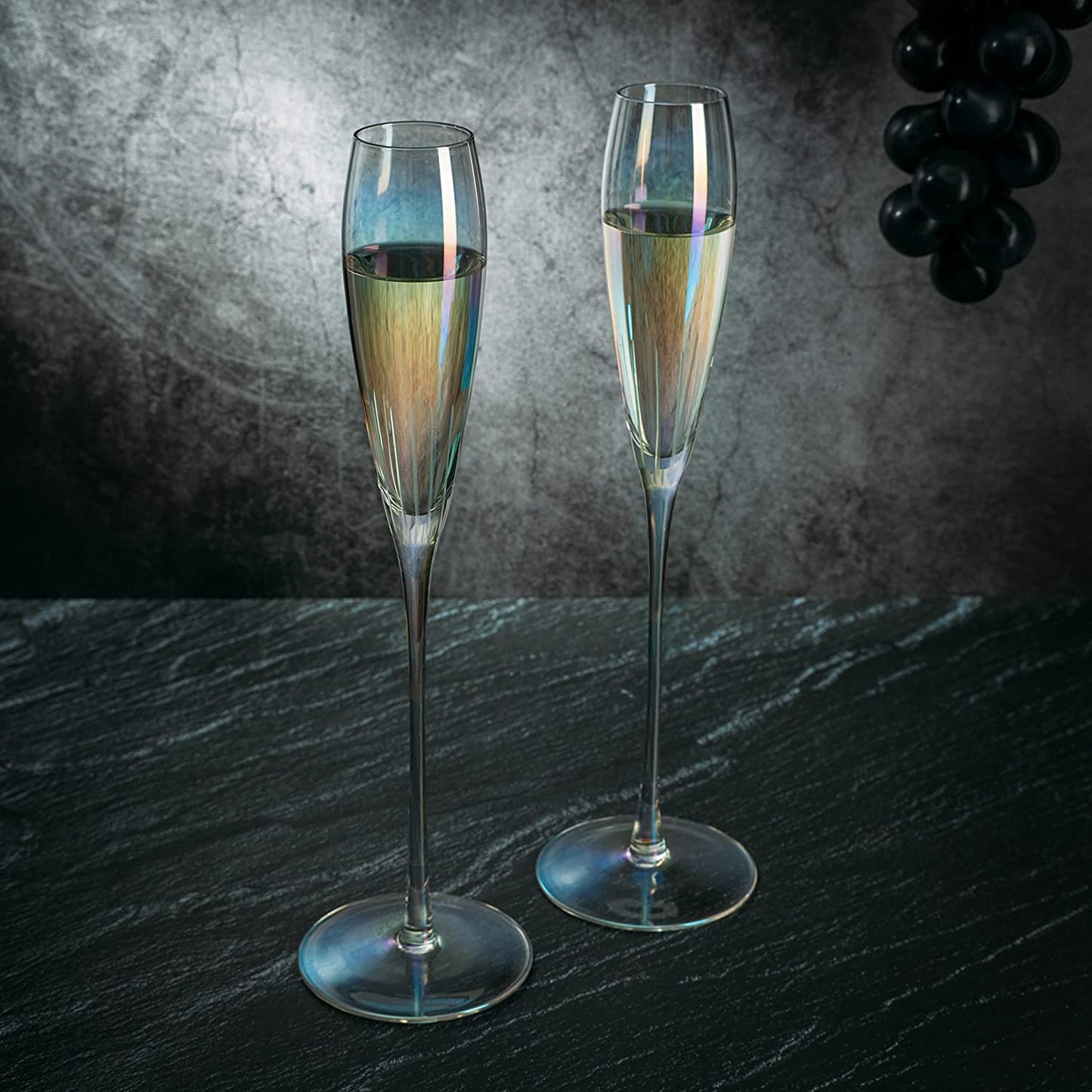 French Paris Collection Crystal Iridescent Champagne Glass Set Of 2
