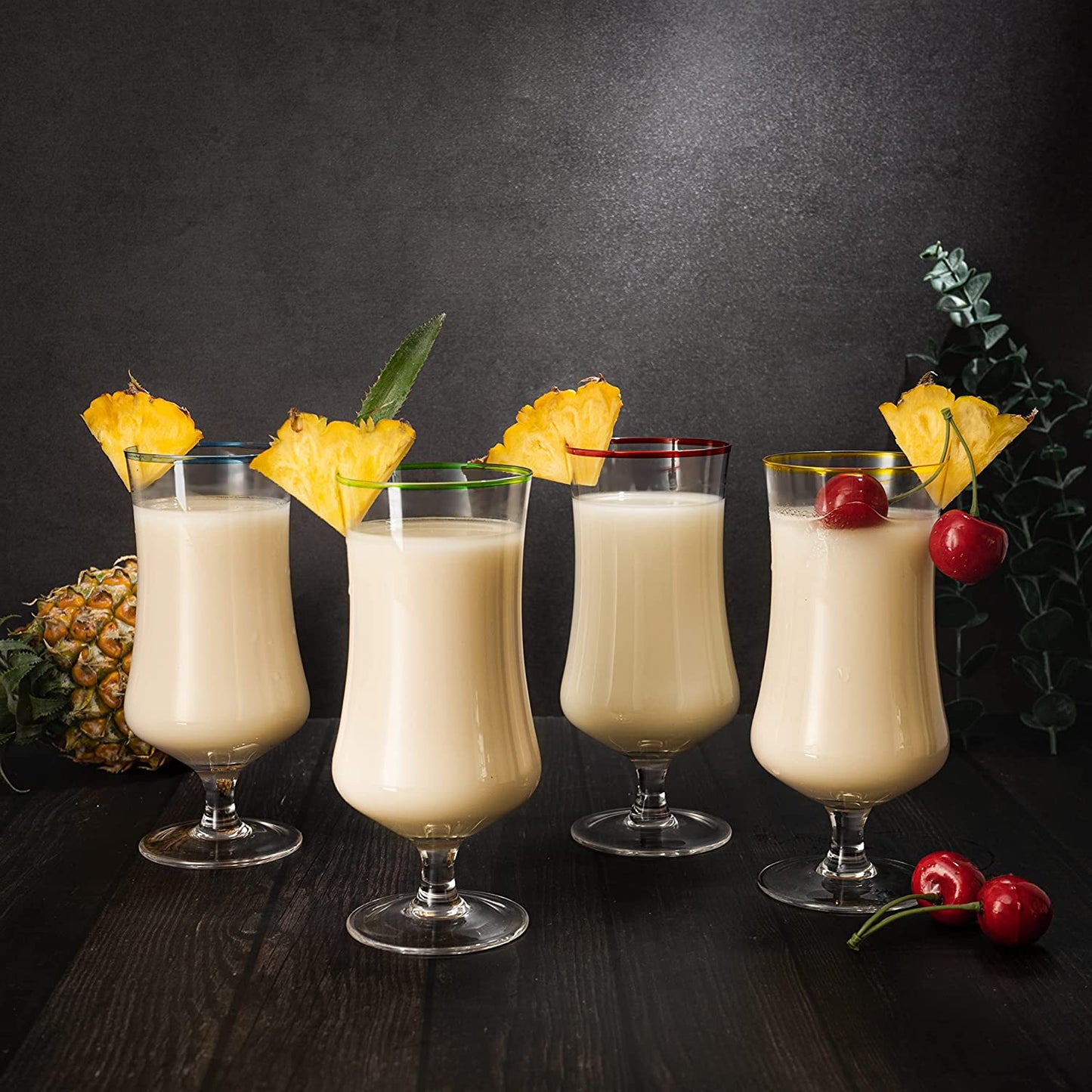 Pina Colada Hurricane Glasses 14 oz Set Of 4