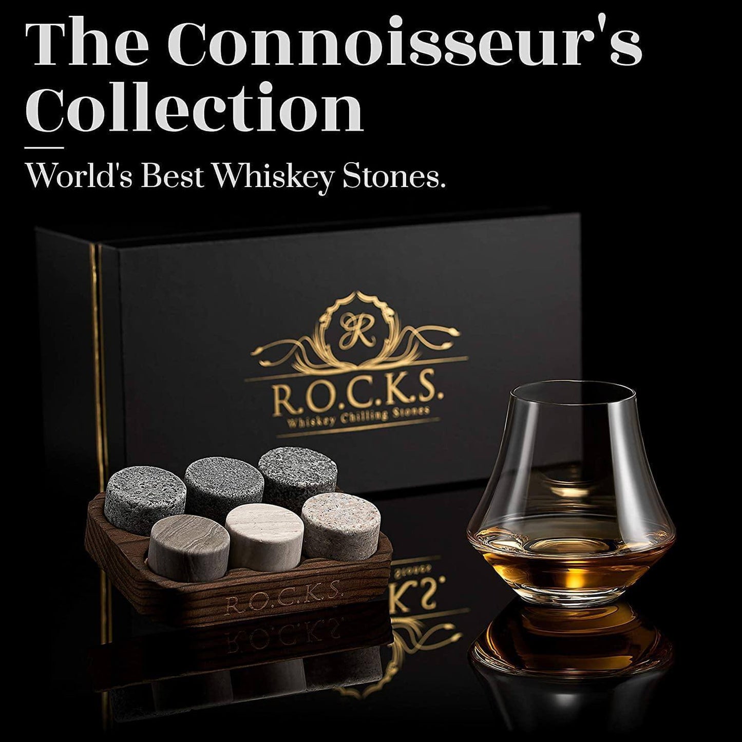 R.O.C.K.S. Whiskey Chilling Stones Whiskey Chilling Stones The Connoisseur's Set - Nosing Glass Edition