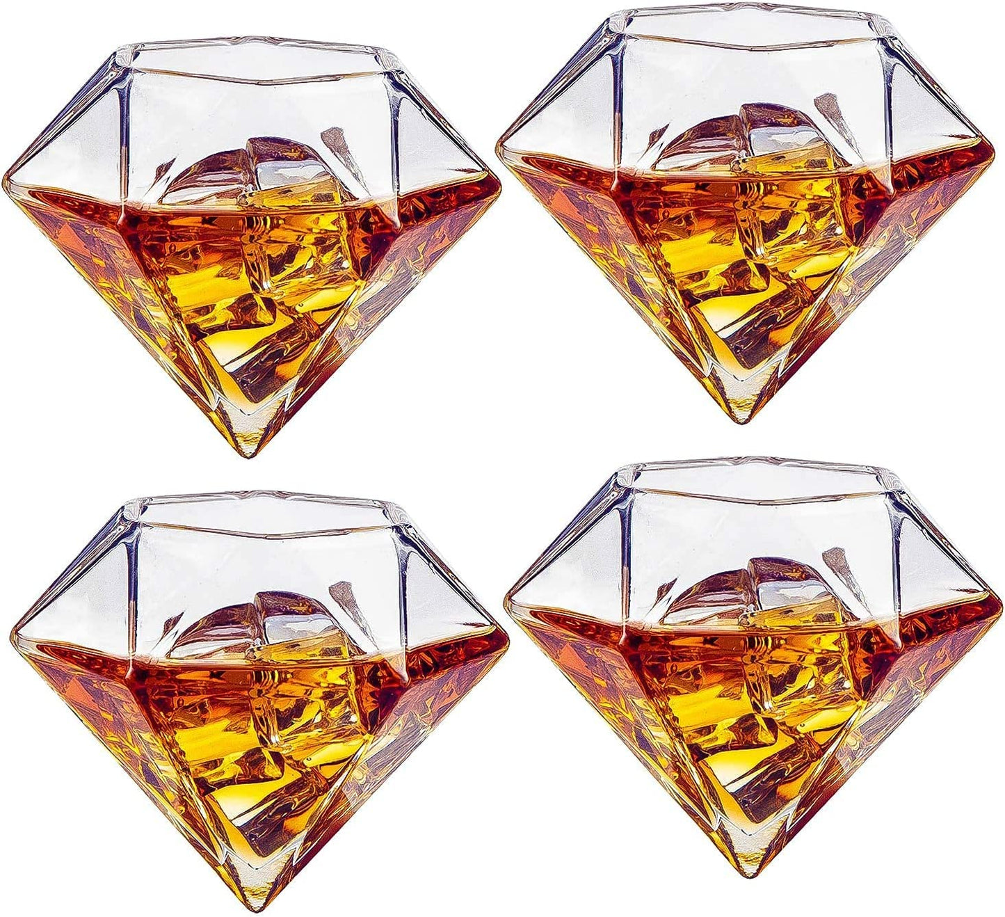 Diamond Whiskey Decanter With 2 Diamond Glasses