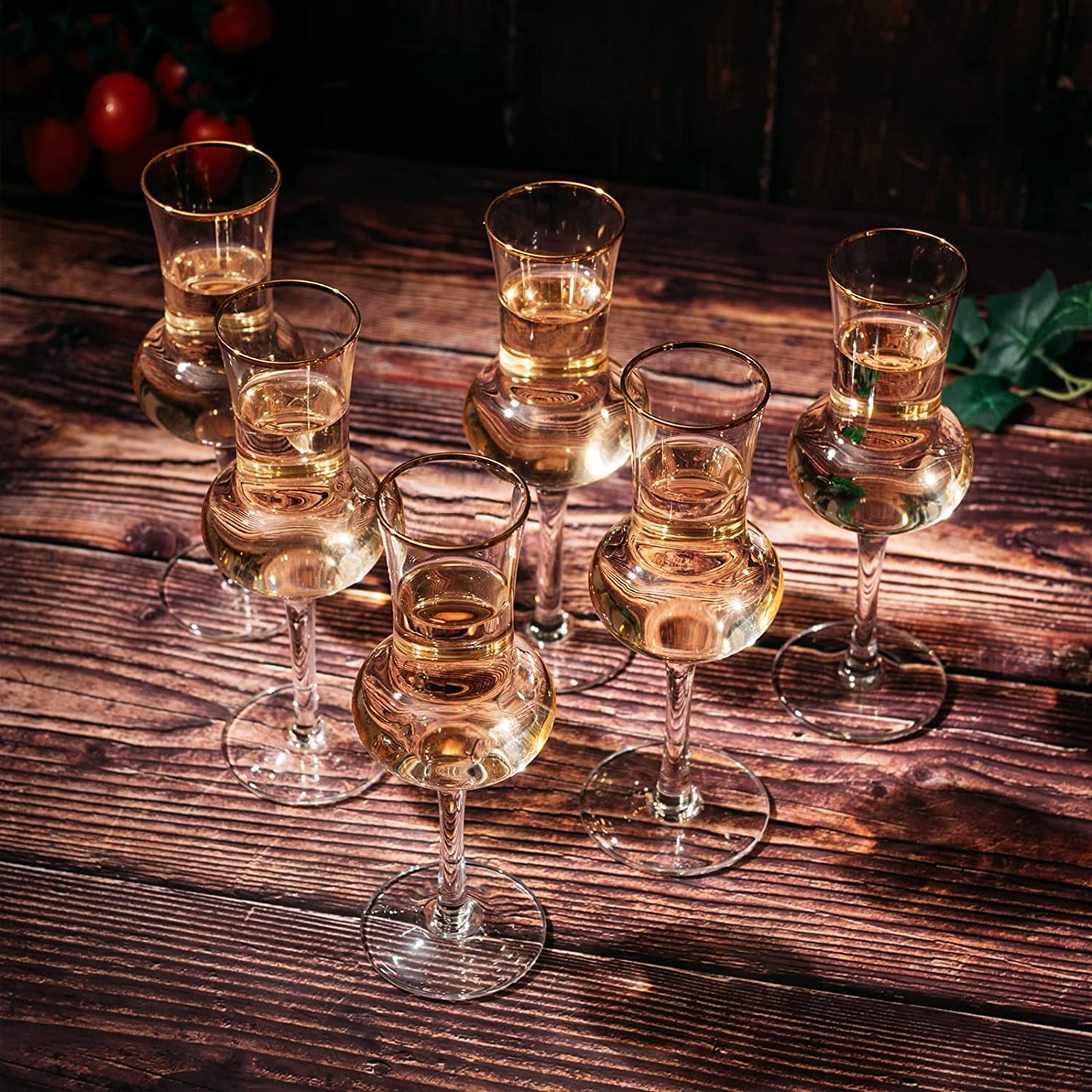 Crystal Grappa Gold Rim Glasses 3oz Set of 6