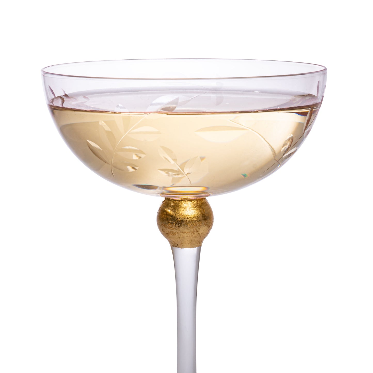 Pallo Tinted Pink Glass Crystal Champagne Saucers 9 oz Set of 4