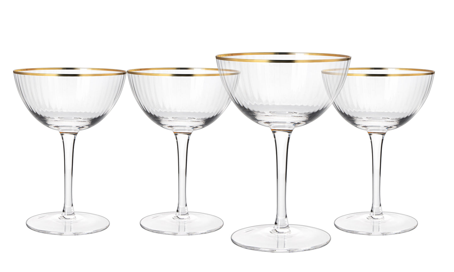 Gold Rim Coupe Glasses 6 oz  Set of 4 Gold Rim