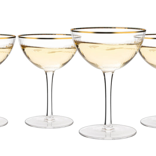 Gold Rim Coupe Glasses 6 oz  Set of 4 Gold Rim