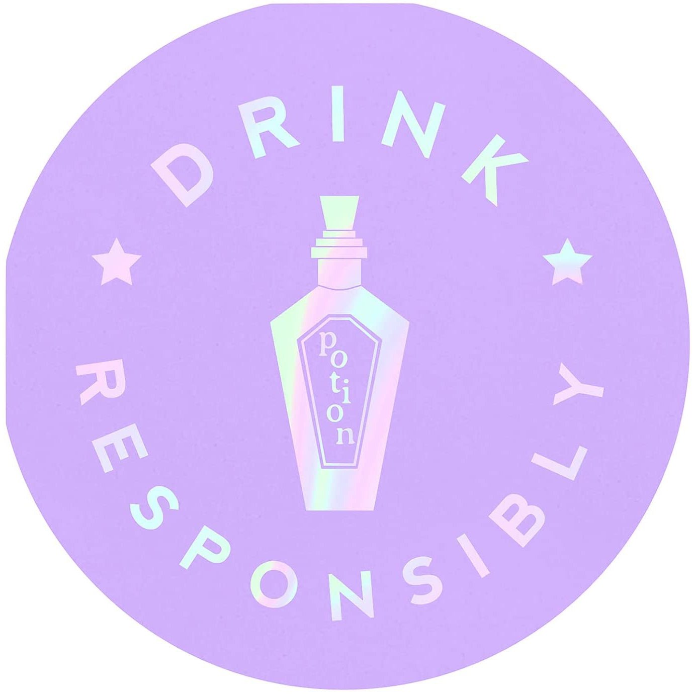 Drink Responsibly Silver Iridescent Potion Round Party/Beverage/Cocktail Napkins by The Bullish Store