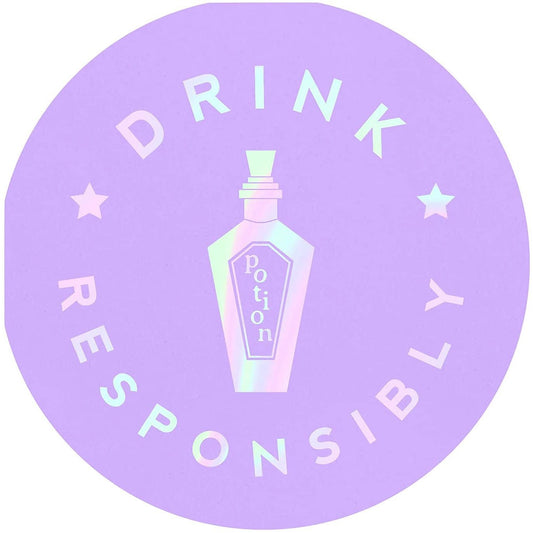 Drink Responsibly Silver Iridescent Potion Round Party/Beverage/Cocktail Napkins by The Bullish Store