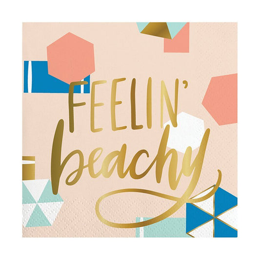 Feelin' Beachy Foil Party/Beverage/Cocktail Napkins |  9.75" square by The Bullish Store
