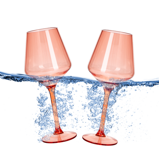 The Wine Savant Floating Shatterproof Poolside Wine Glasses 15 oz  Set of 2