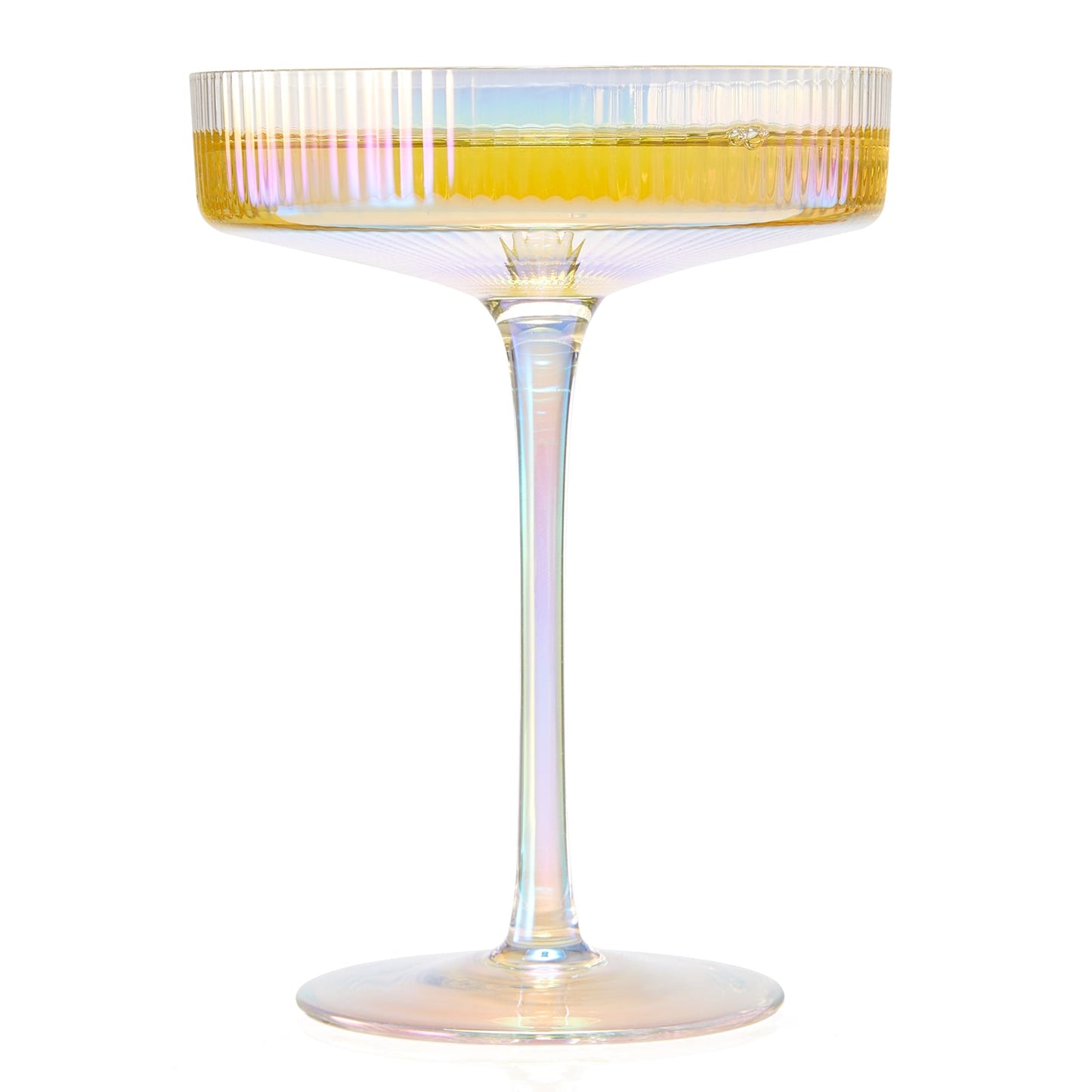 Ripple Champagne Coupe Iridescent Colored Glasses 8 oz Set Of 4